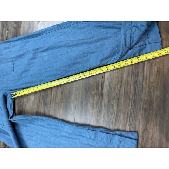 Athleta Retreat Linen Wide-Leg Slit Hem Pants Teal Borealis Green Sz 6 Womens - Picture 5 of 9